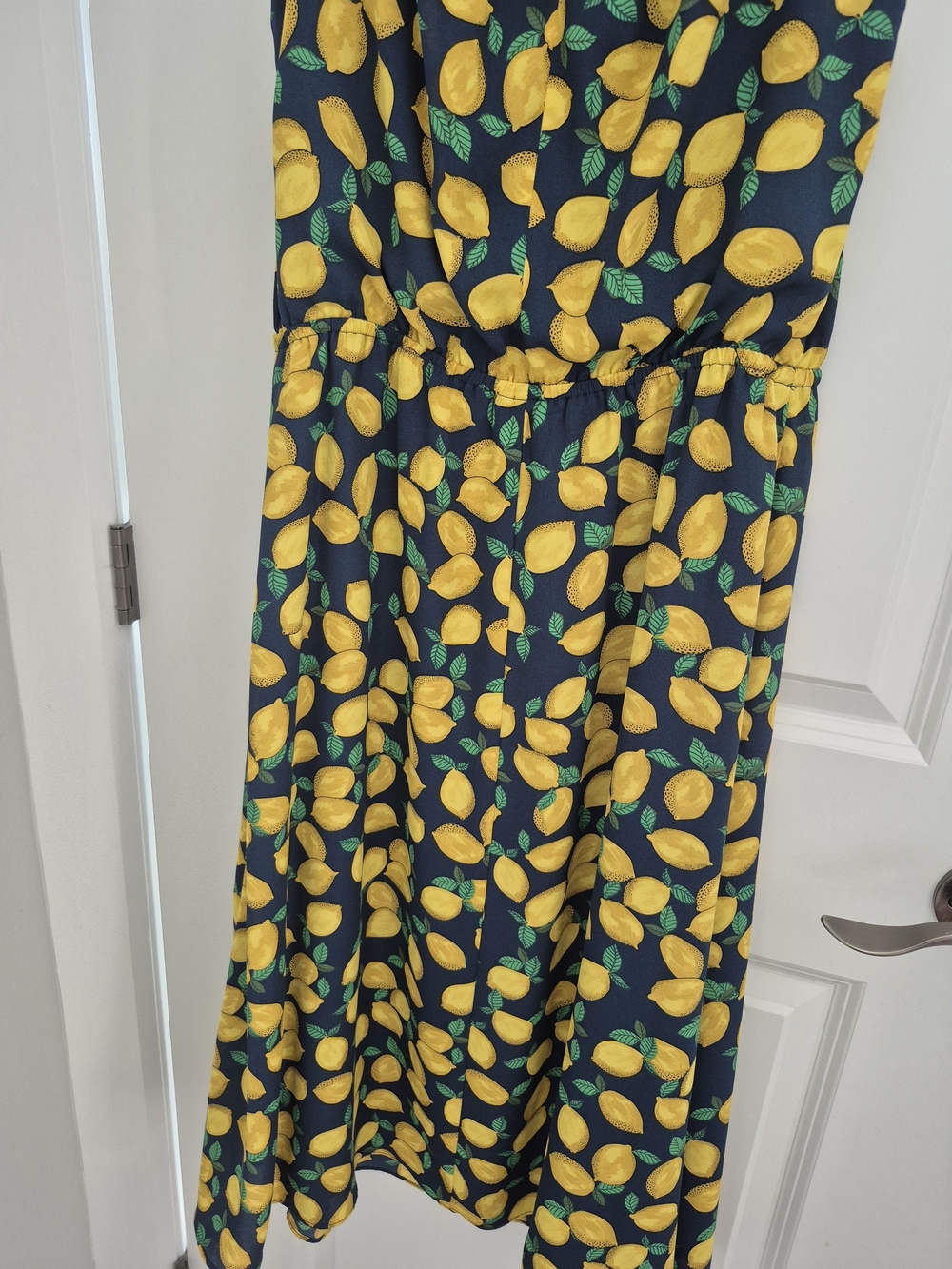 The Limited Navy Midi Dress with Yellow Lemon Print